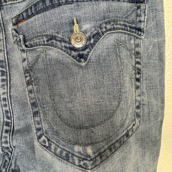 TRUE RELIGION Billy 36 Mid Rise Straight Jeans Light Wash Flap Pockets Men - Picture 4 of 12